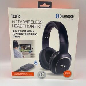 New Itek HDTV Wireless Over Ear Black Headphone Kit